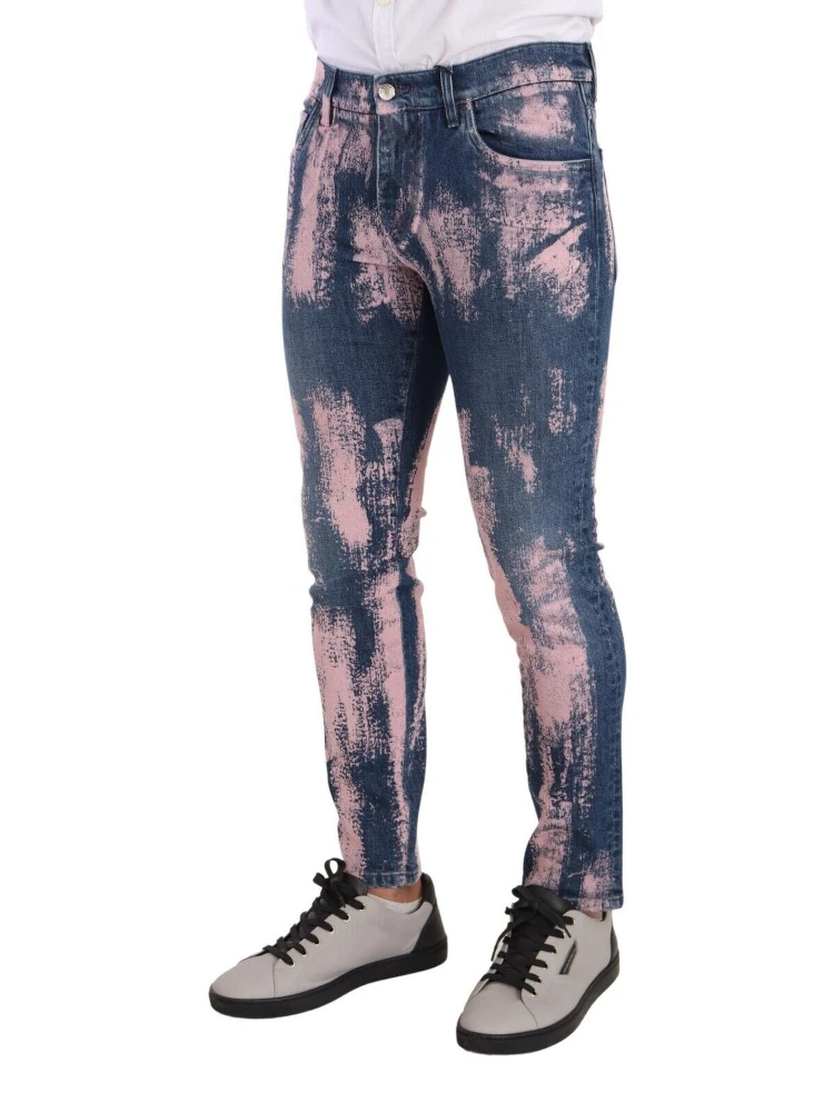 Blue Pink Tie Dye Cotton Skinny Denim Jeans alternative