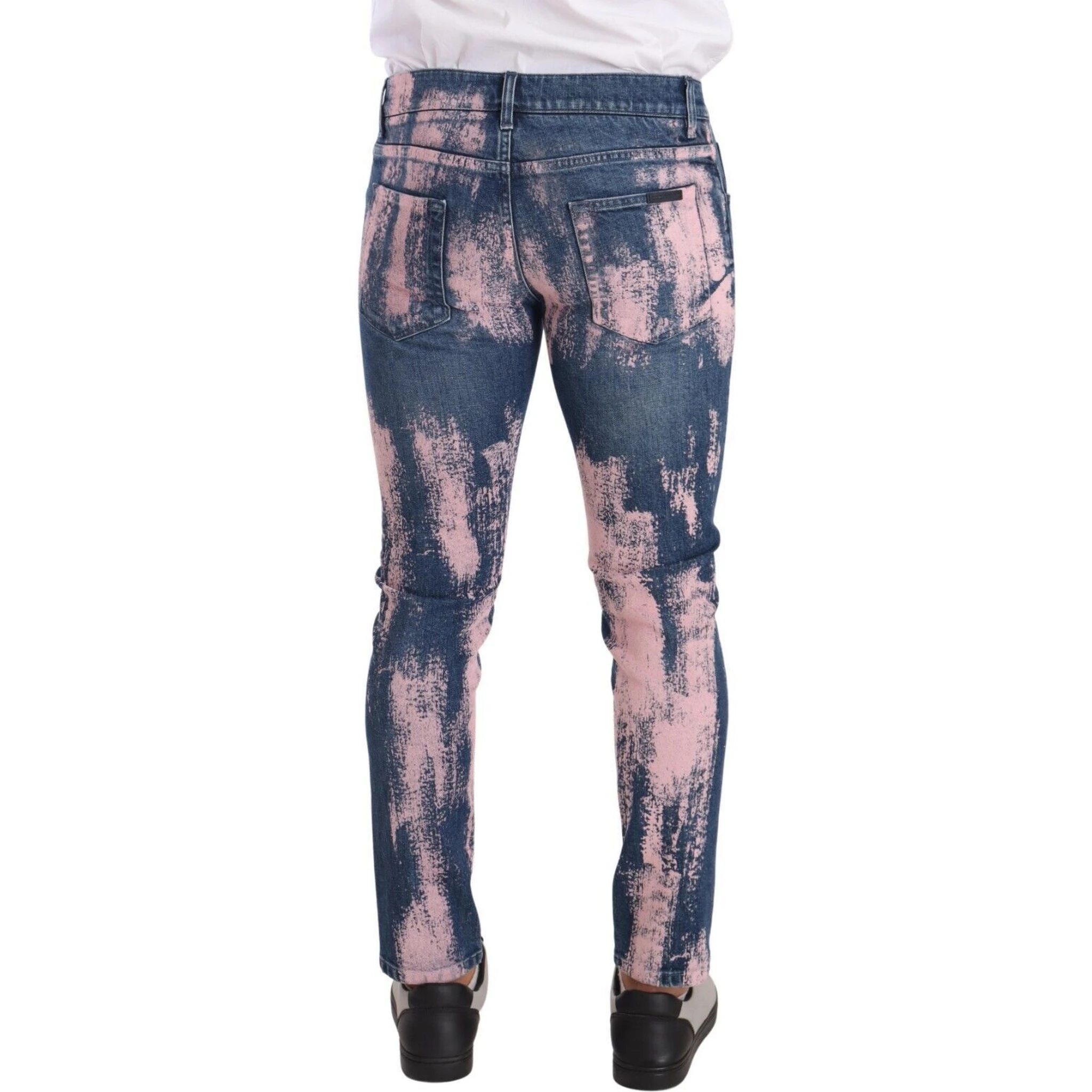 Blue Pink Tie Dye Cotton Skinny Denim Jeans