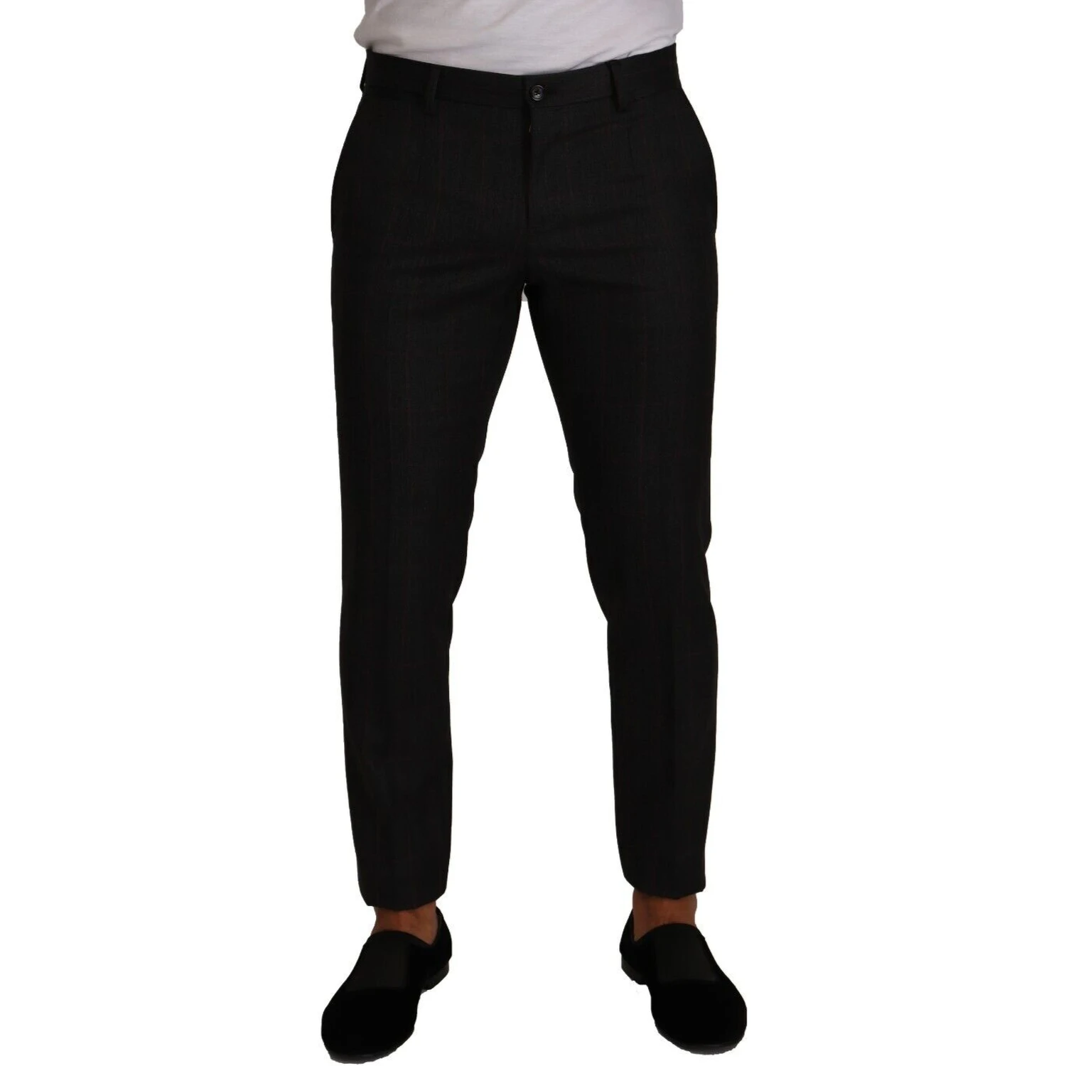 Gray Check Wool Formal Trouser Dress Pants