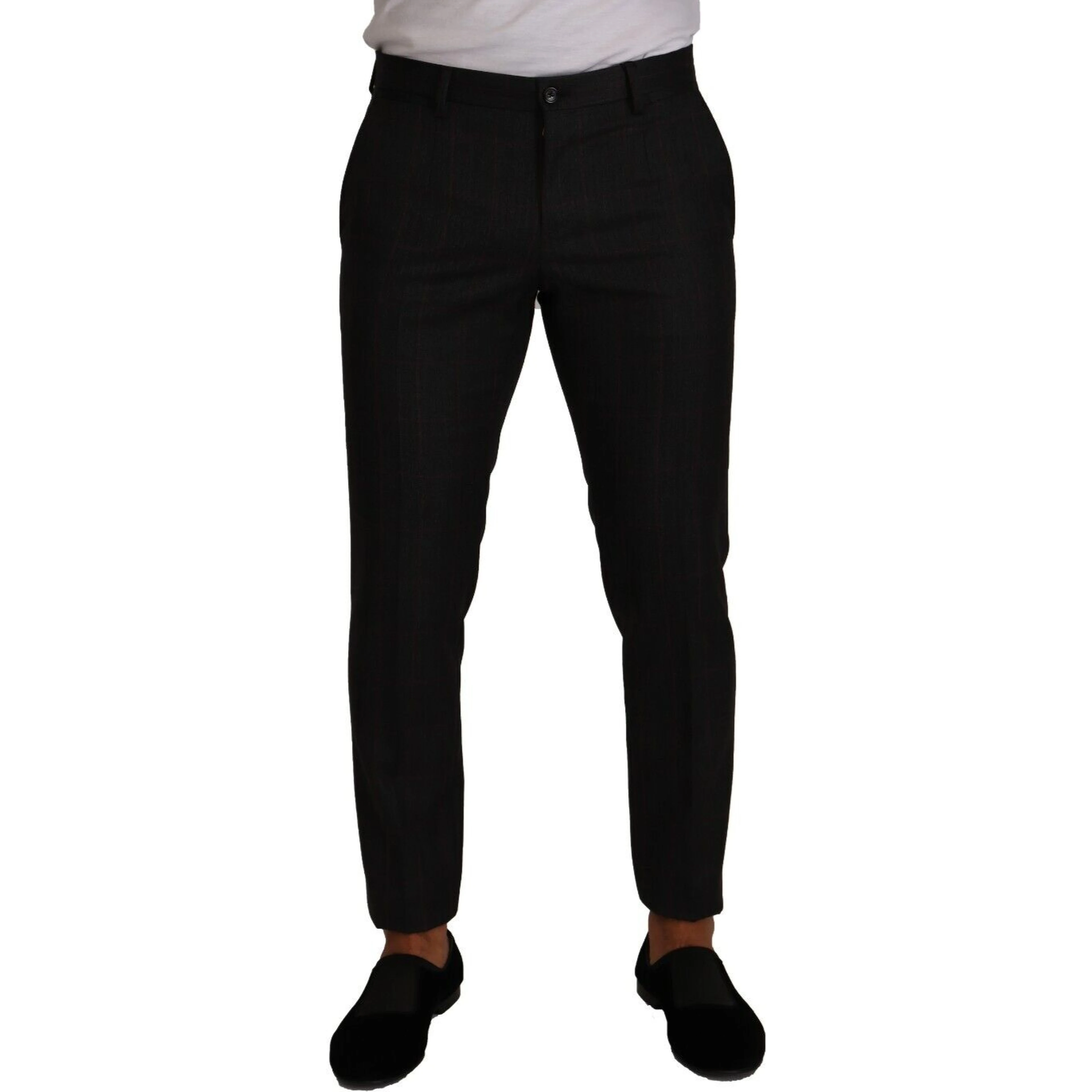 Gray Check Wool Formal Trouser Dress Pants
