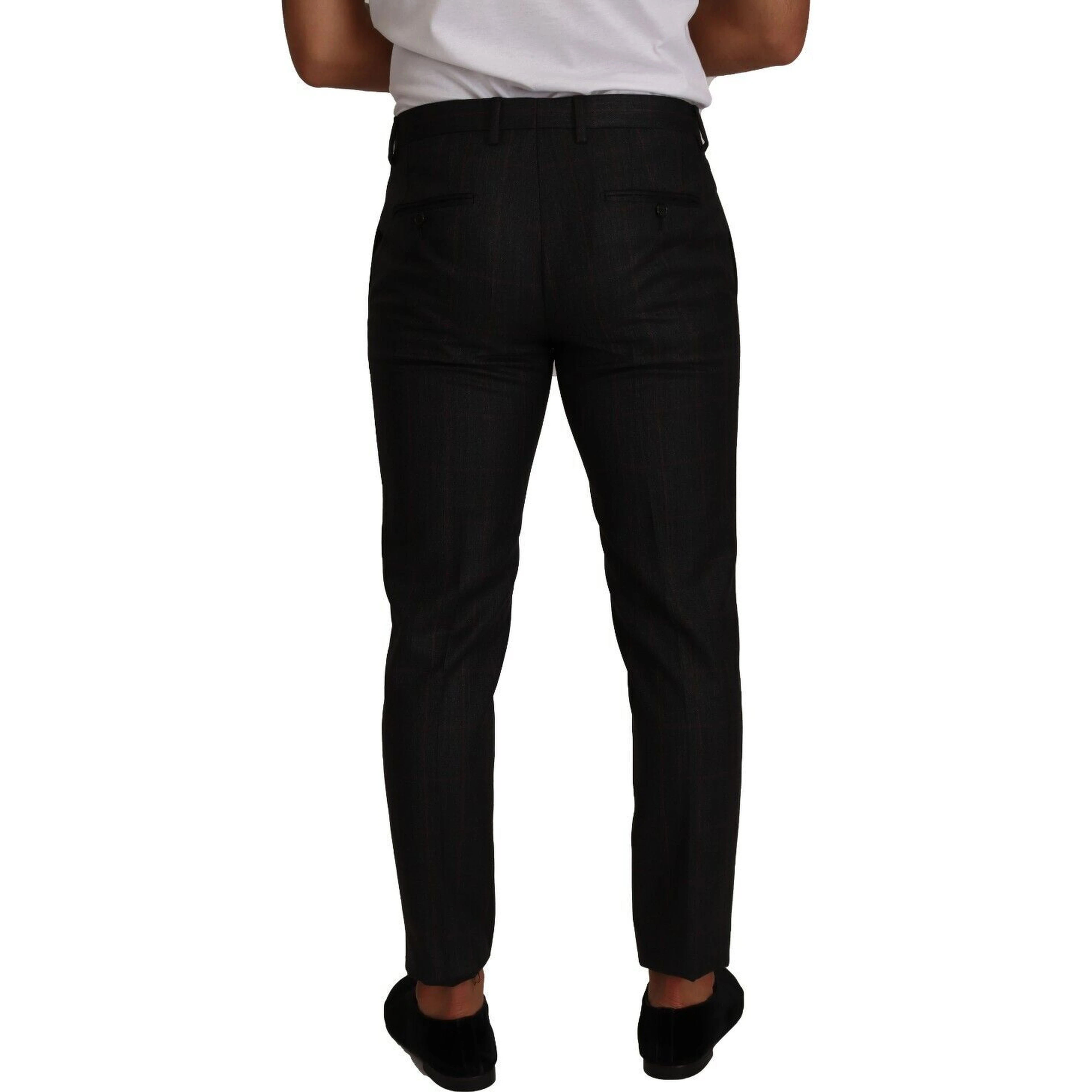 Gray Check Wool Formal Trouser Dress Pants