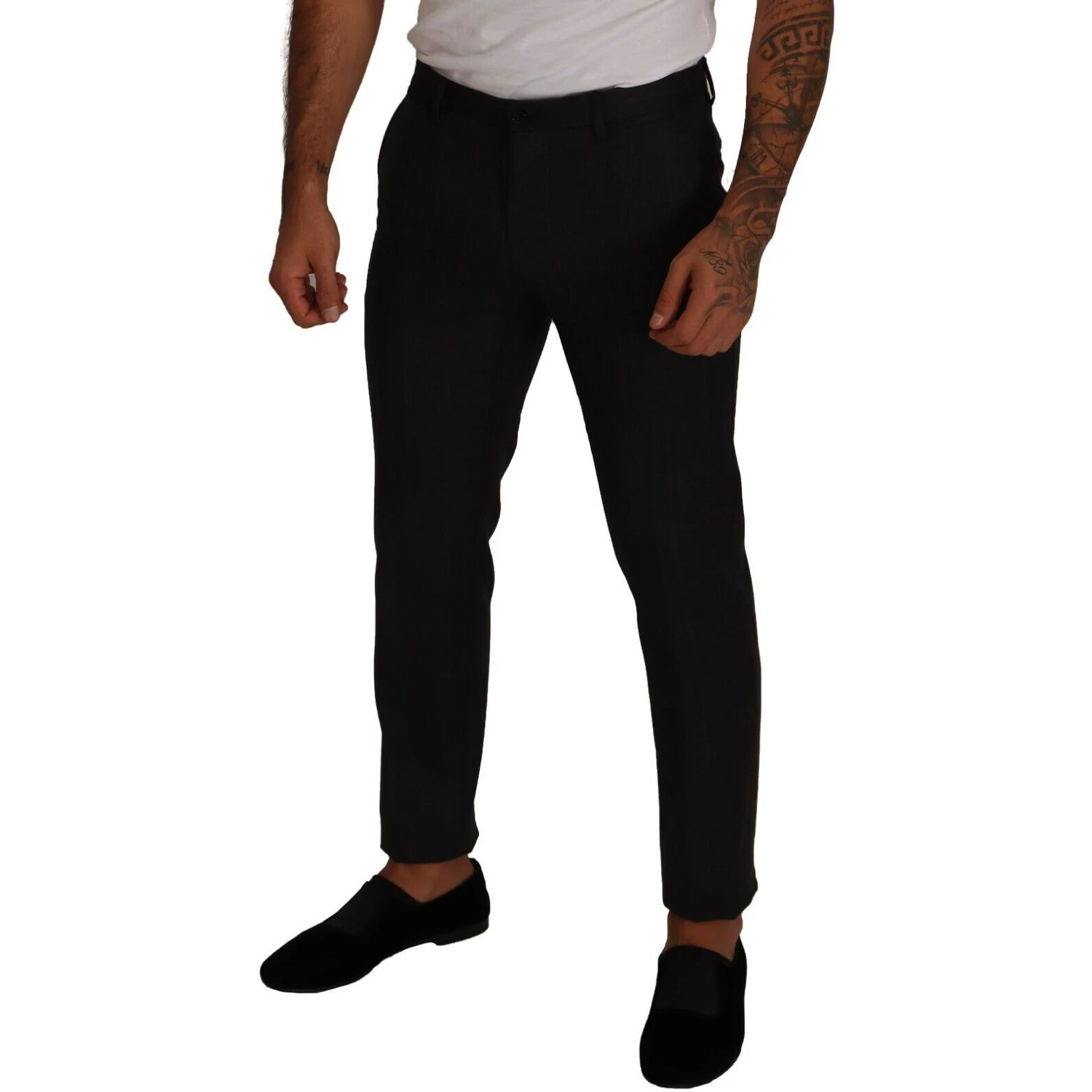 Gray Check Wool Formal Trouser Dress Pants