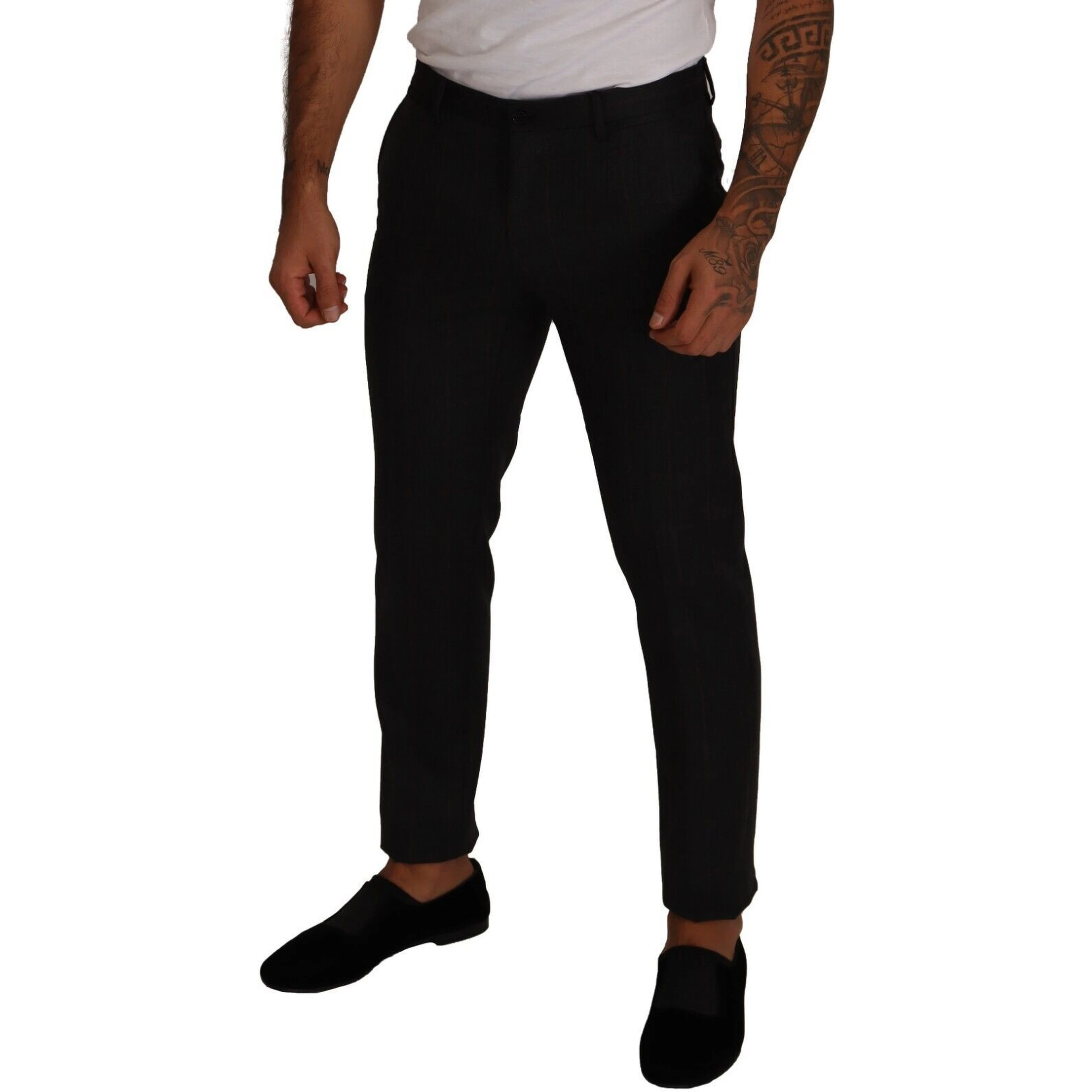 Gray Check Wool Formal Trouser Dress Pants