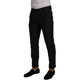 Gray Check Wool Formal Trouser Dress Pants