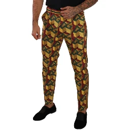 Multicolor Logo Mania Cotton Tapered Trouser Pants