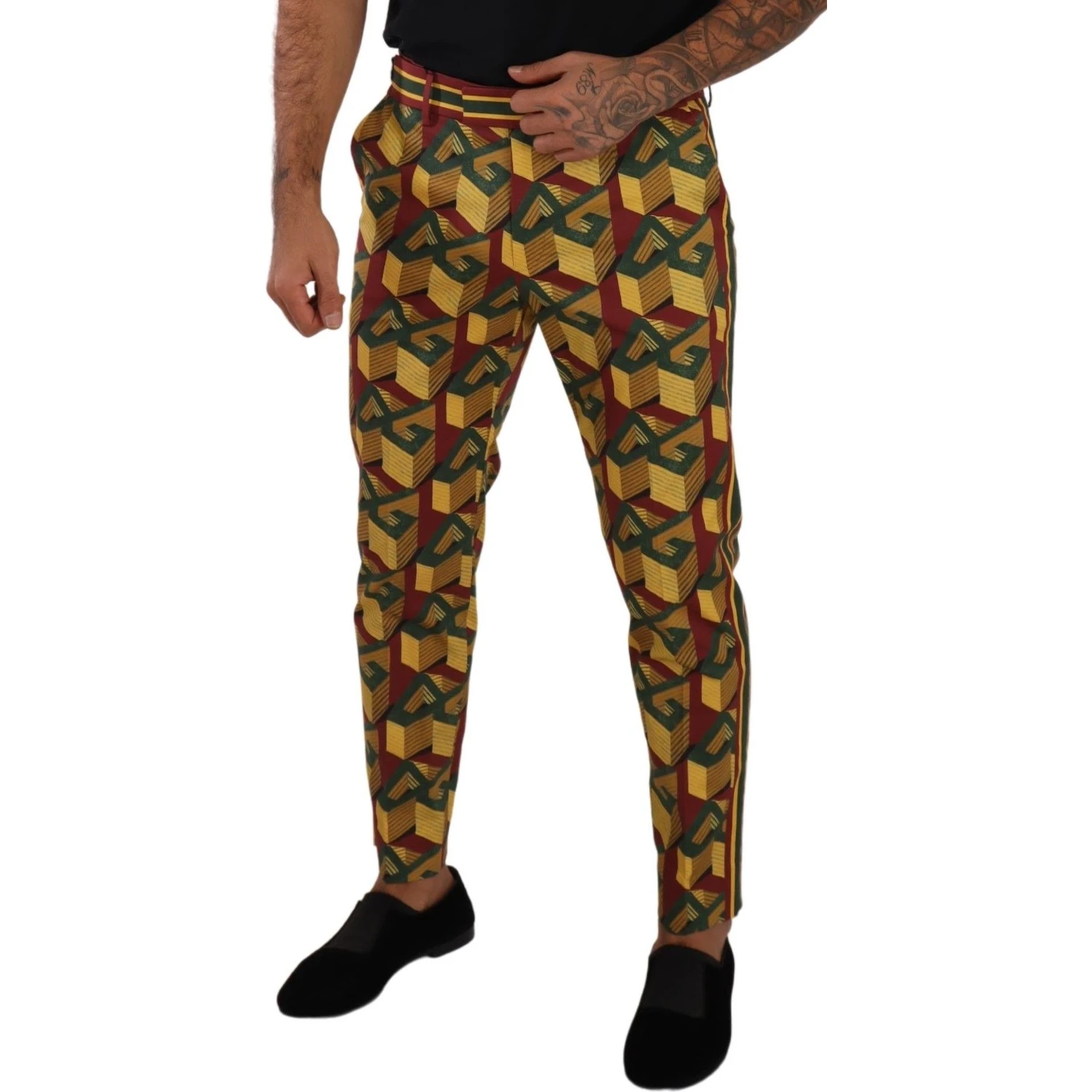 Multicolor Logo Mania Cotton Tapered Trouser Pants