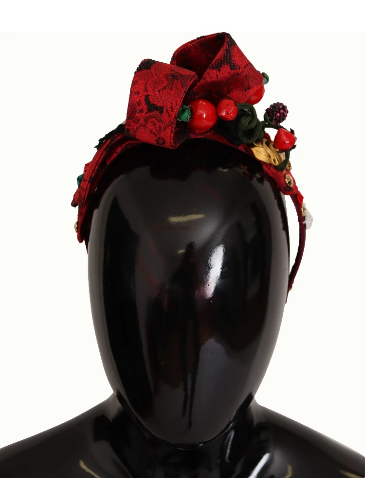 Cherry Silk Crystal Bow Logo Diadem Tiara Headband