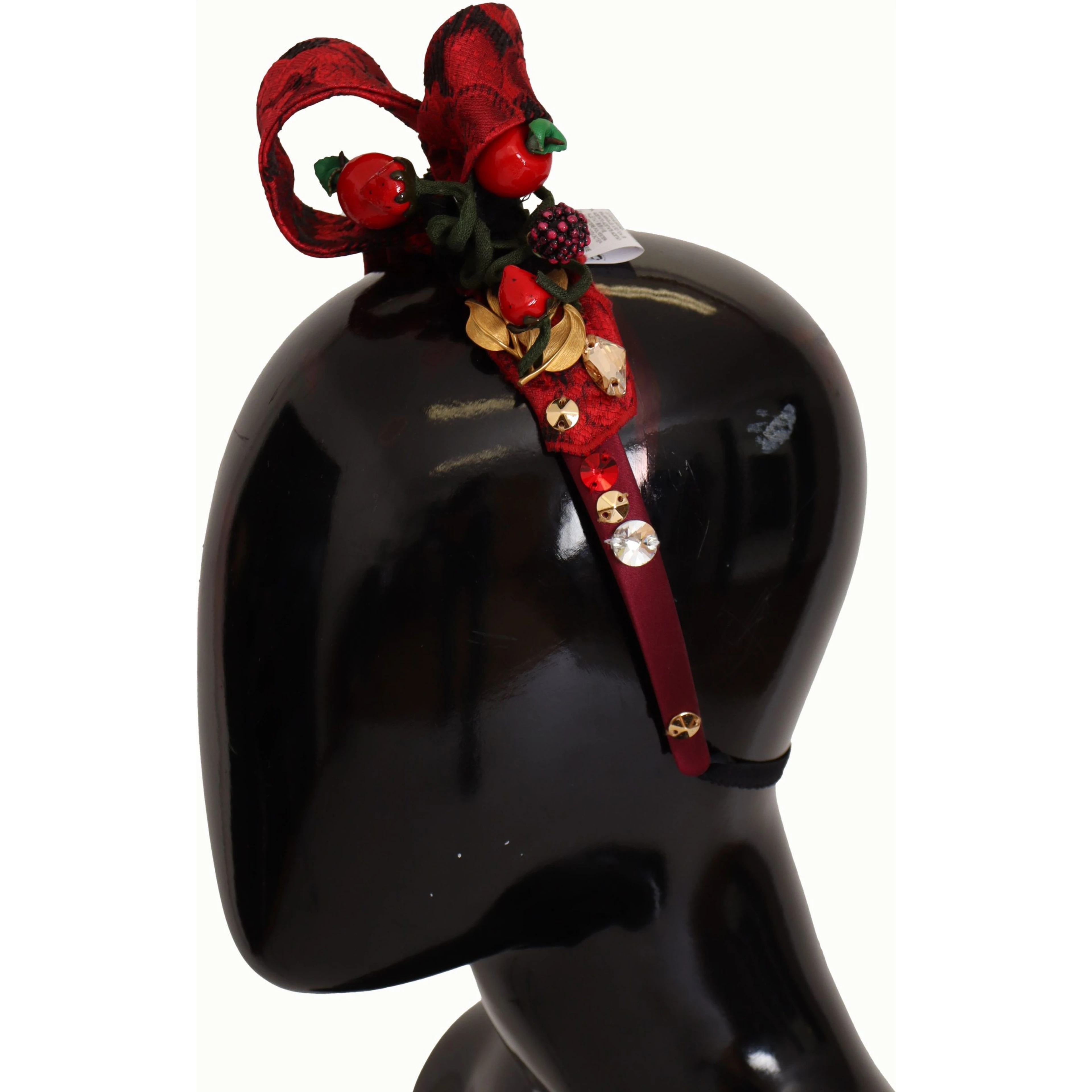 Cherry Silk Crystal Bow Logo Diadem Tiara Headband