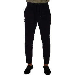 Blue Cotton Skinny Corduroy Trouser Pants
