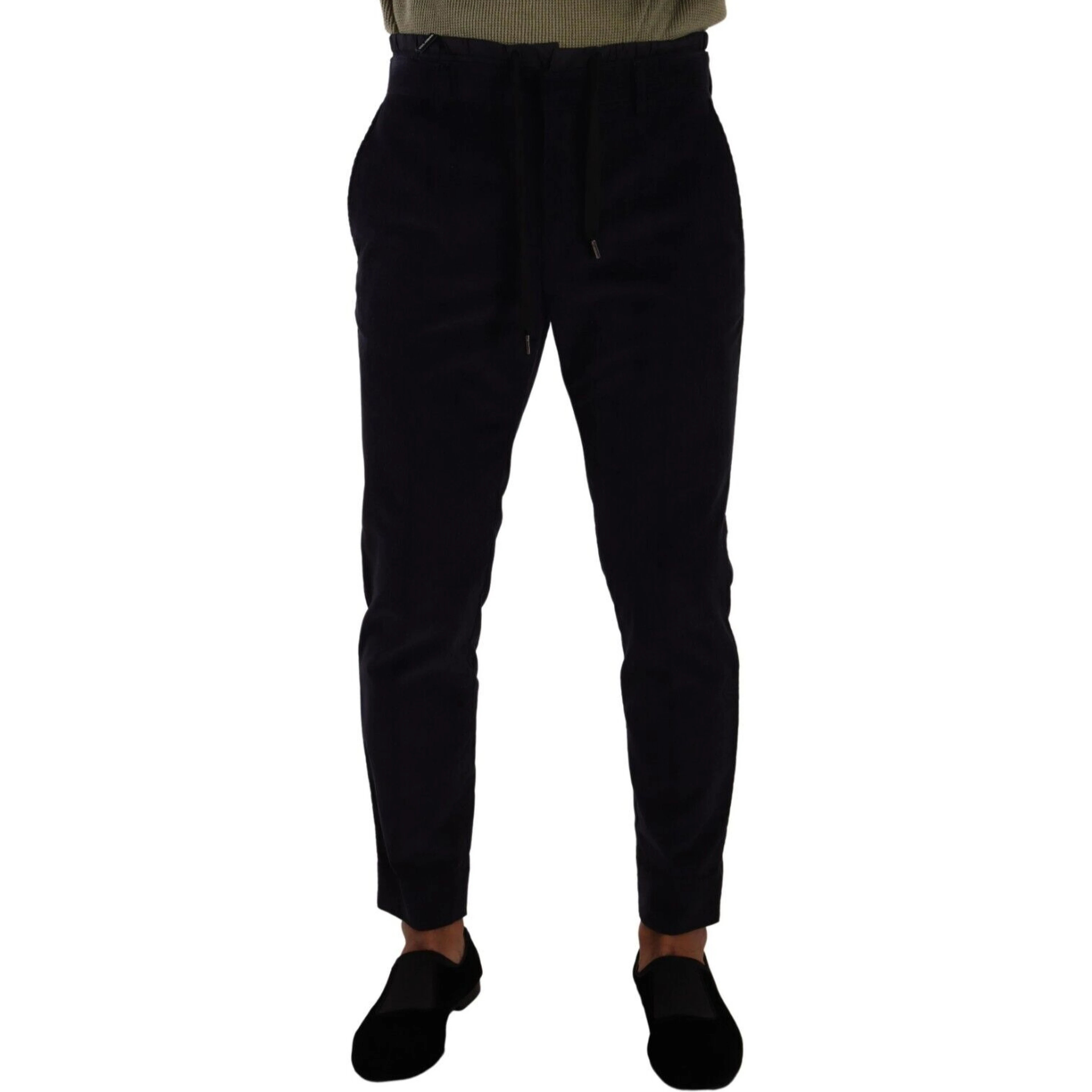 Blue Cotton Skinny Corduroy Trouser Pants