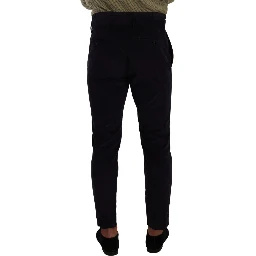 Blue Cotton Skinny Corduroy Trouser Pants