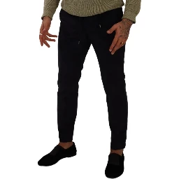 Blue Cotton Skinny Corduroy Trouser Pants