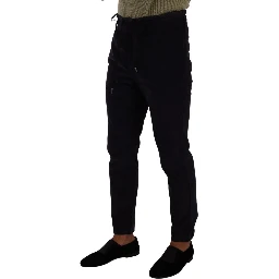 Blue Cotton Skinny Corduroy Trouser Pants