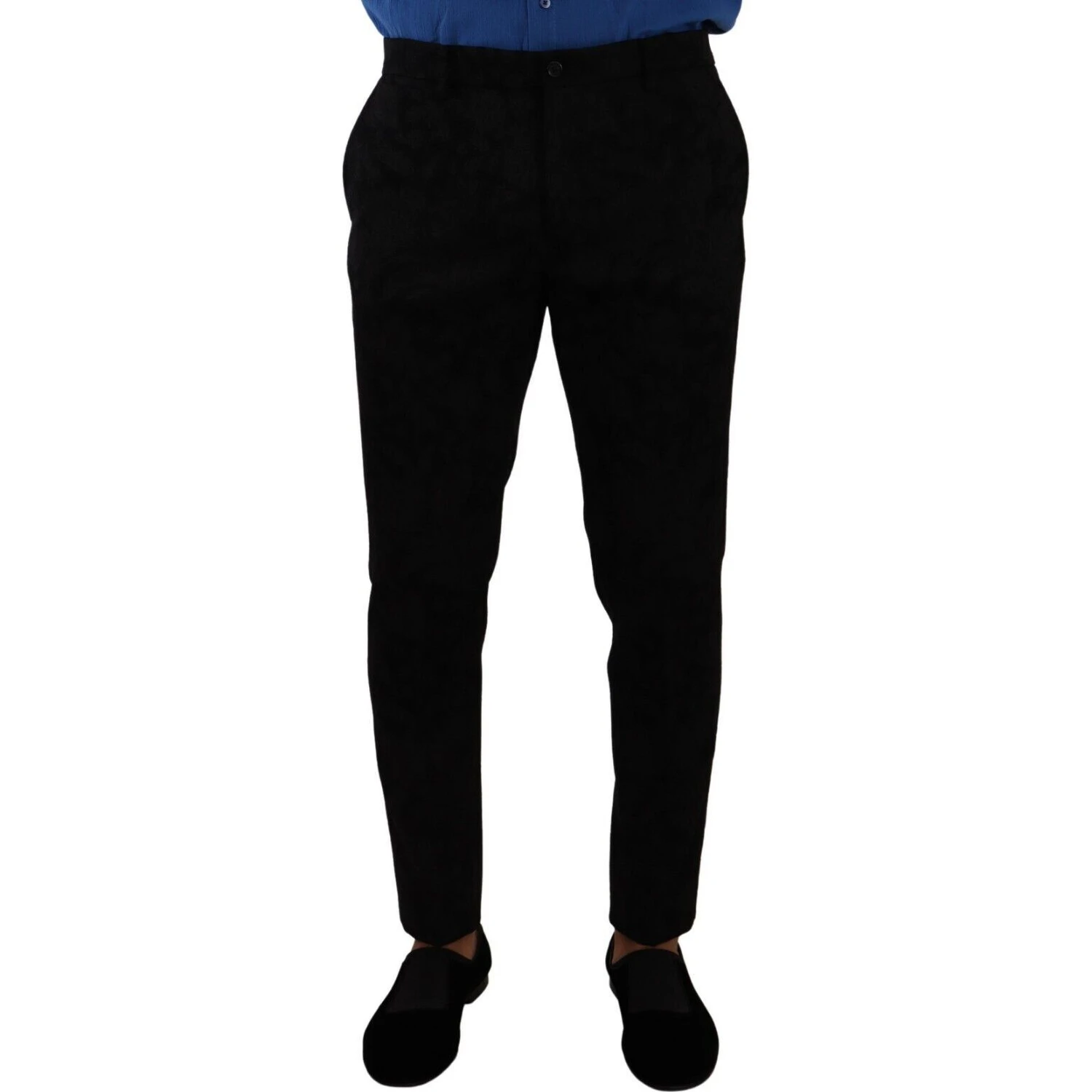 Black Brocade Skinny Formal Trouser Dress Pants