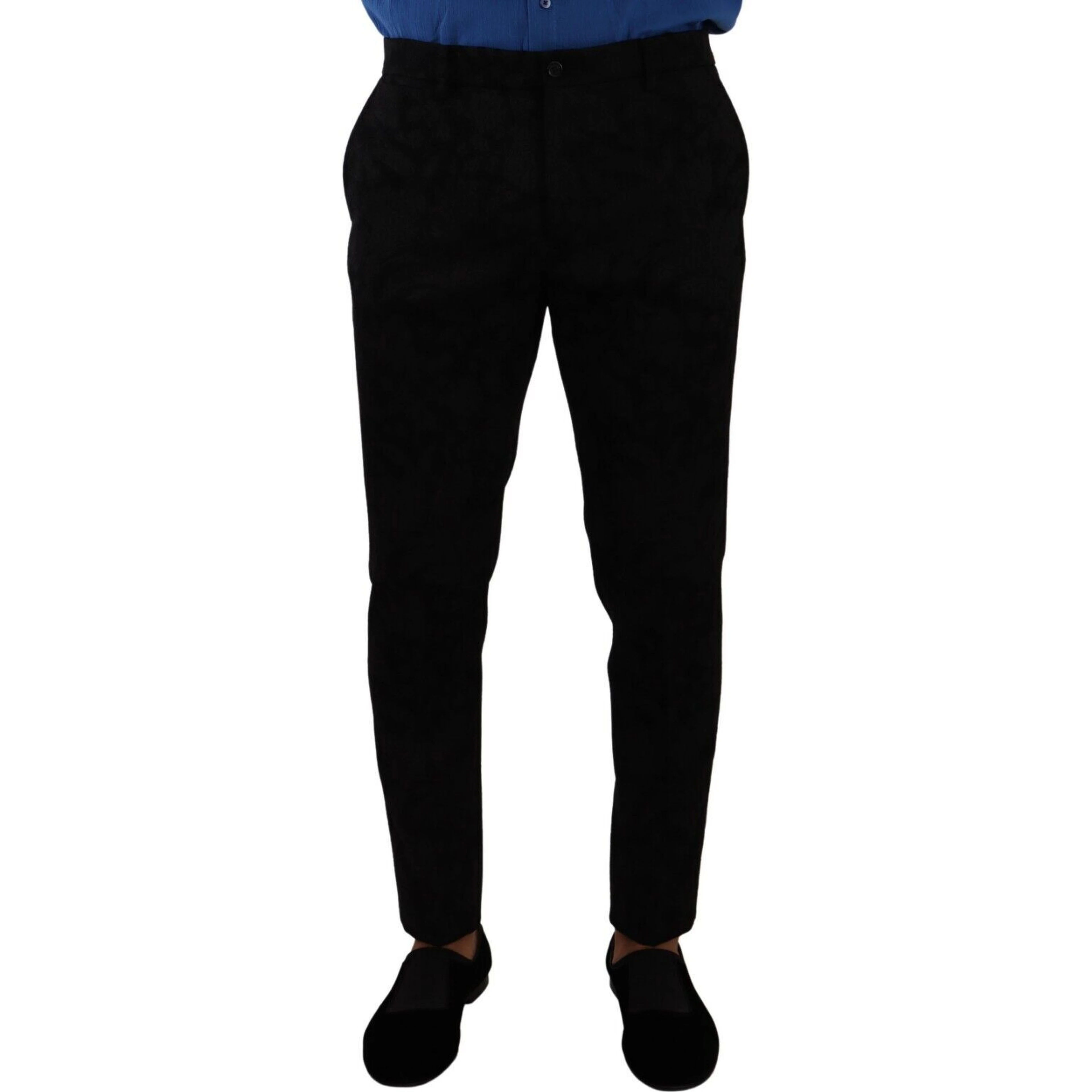Black Brocade Skinny Formal Trouser Dress Pants