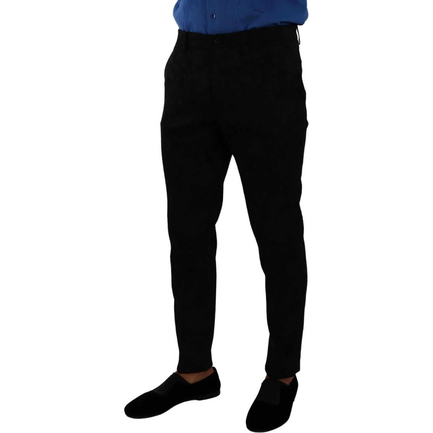 Black Brocade Skinny Formal Trouser Dress Pants