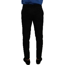 Black Brocade Skinny Formal Trouser Dress Pants