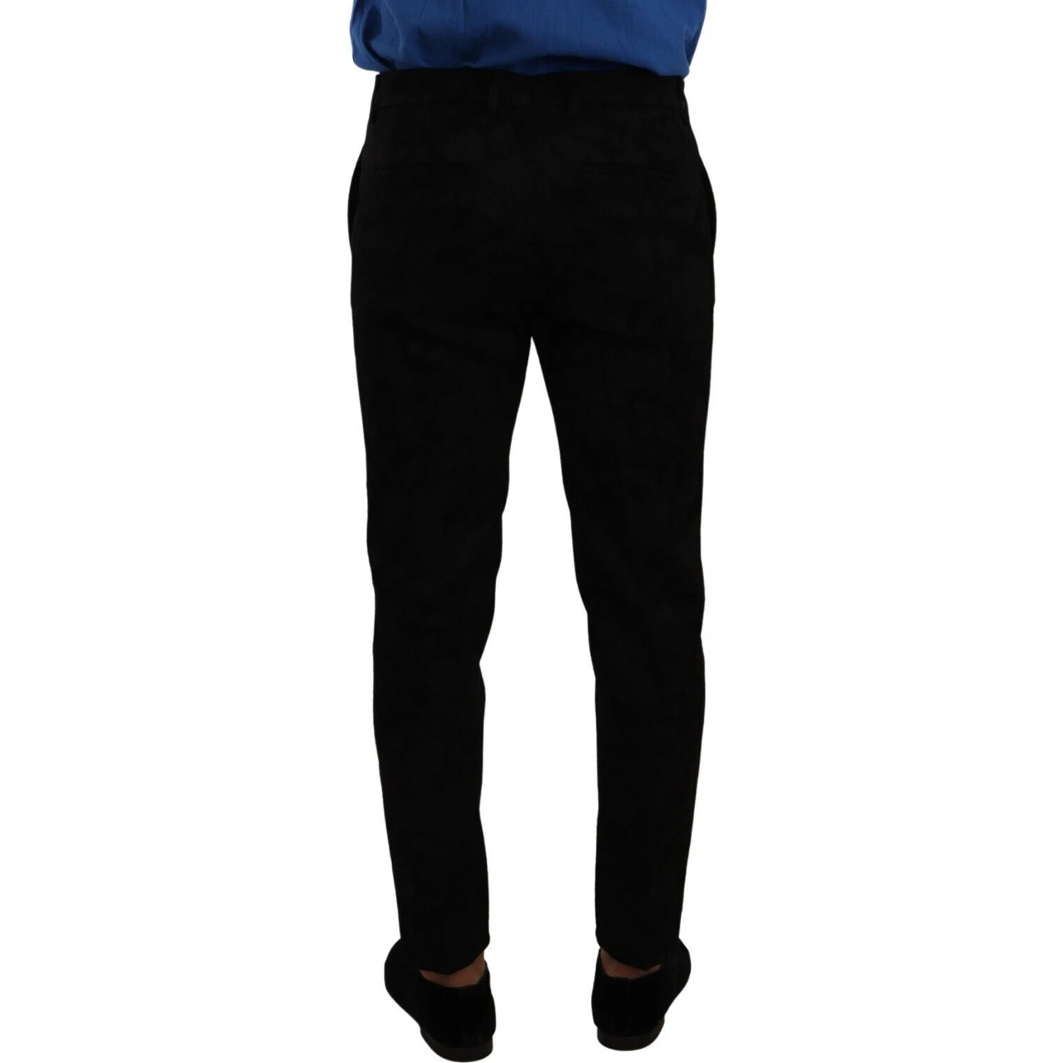 Black Brocade Skinny Formal Trouser Dress Pants