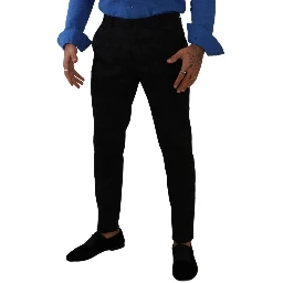 Black Brocade Skinny Formal Trouser Dress Pants
