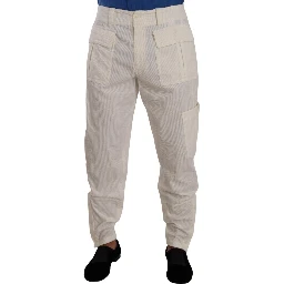 Off White Cotton Corduroy Cargo Pants