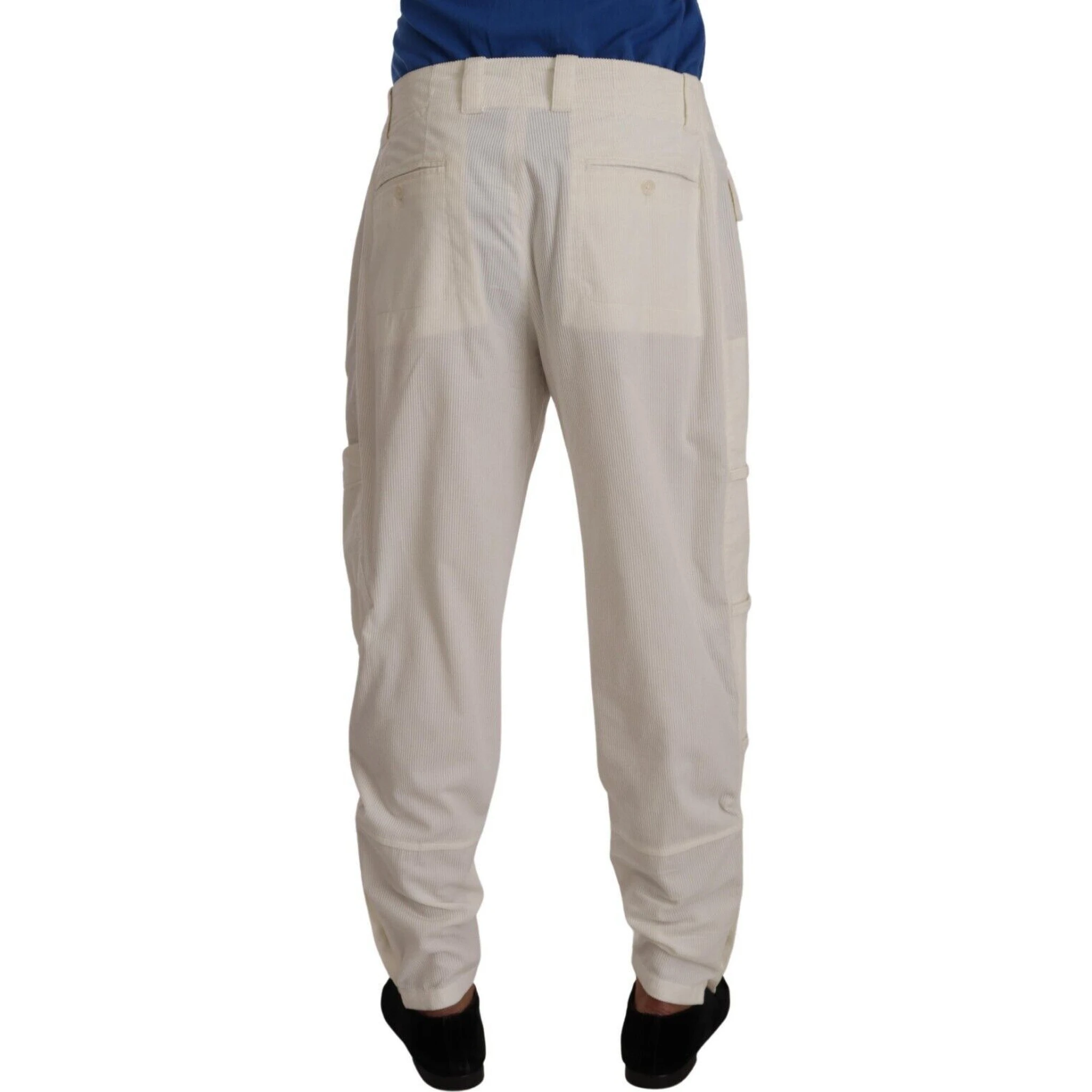 Off White Cotton Corduroy Cargo Pants
