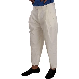 White Cotton Tapered Men Trouser Dress Pants