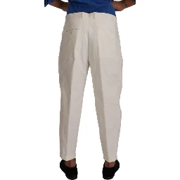 White Cotton Tapered Men Trouser Dress Pants