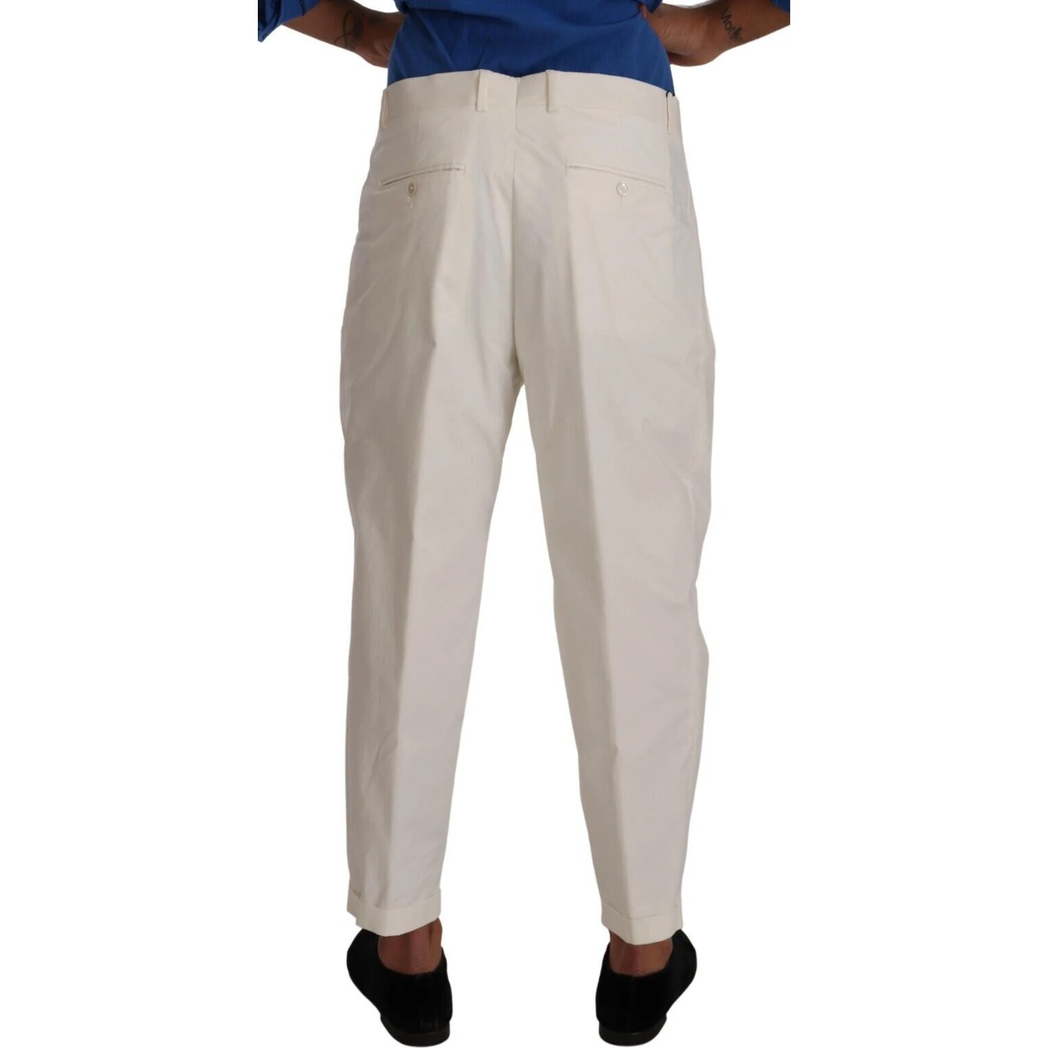 White Cotton Tapered Men Trouser Dress Pants