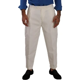 White Cotton Tapered Men Trouser Dress Pants