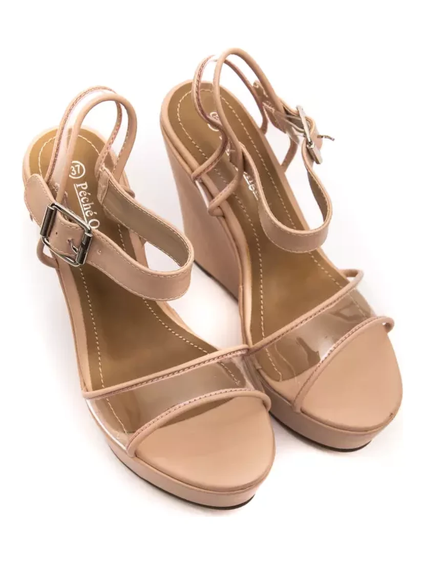 Women's beige wedge sandal
