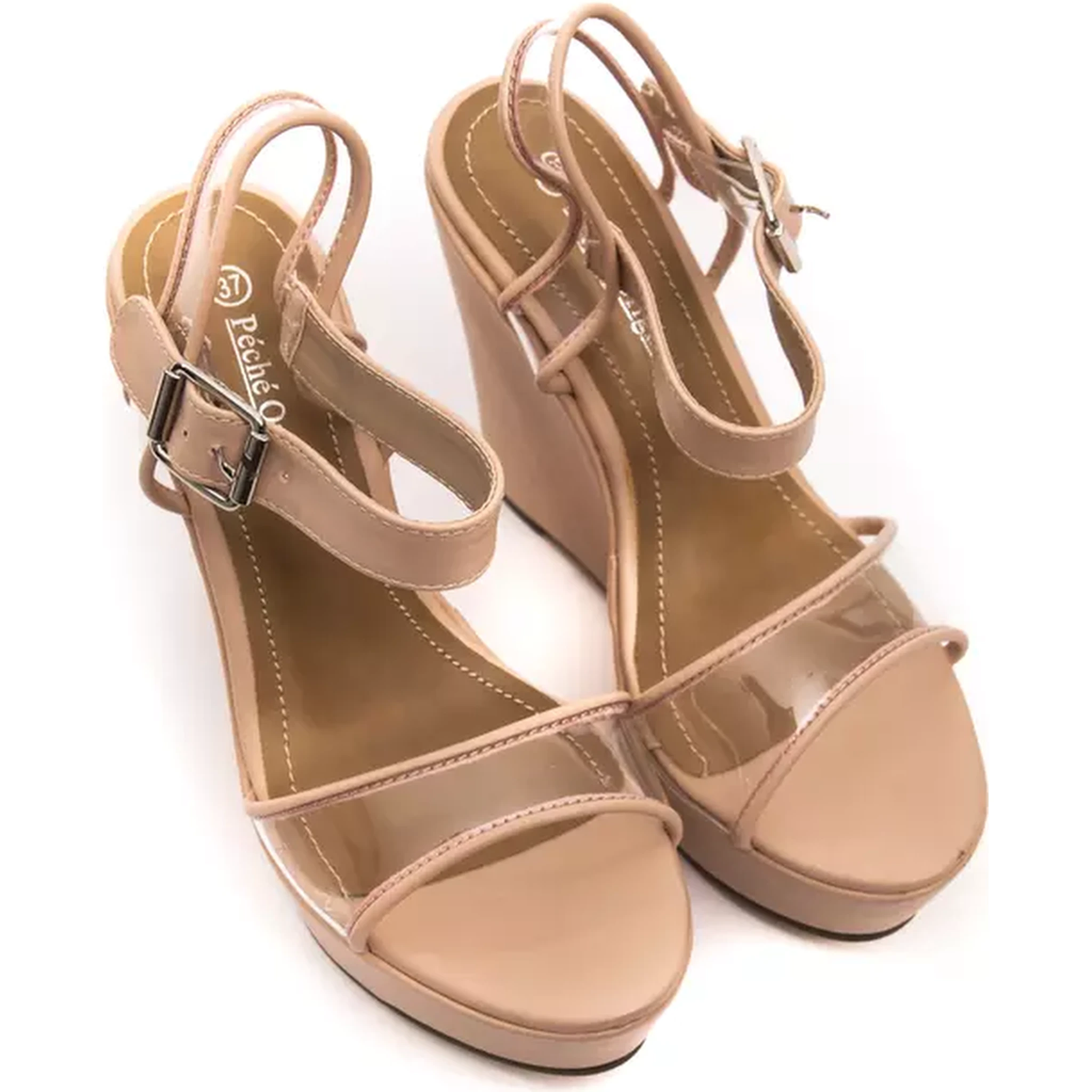 Women's beige wedge sandal