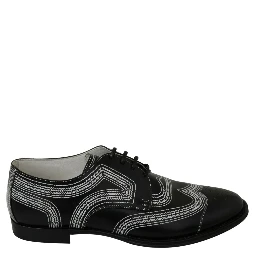 Black Leather Derby Formal White Lace Shoes