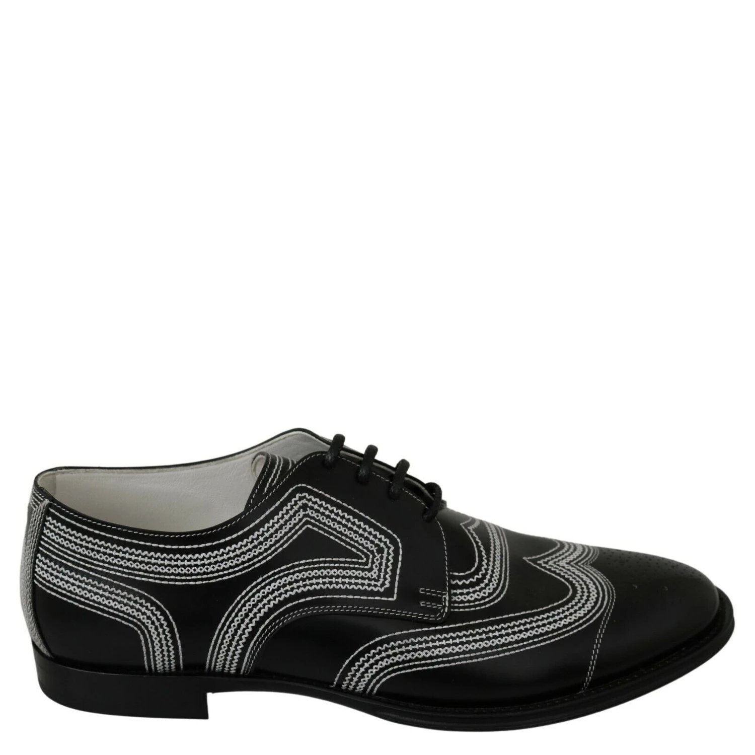 Black Leather Derby Formal White Lace Shoes