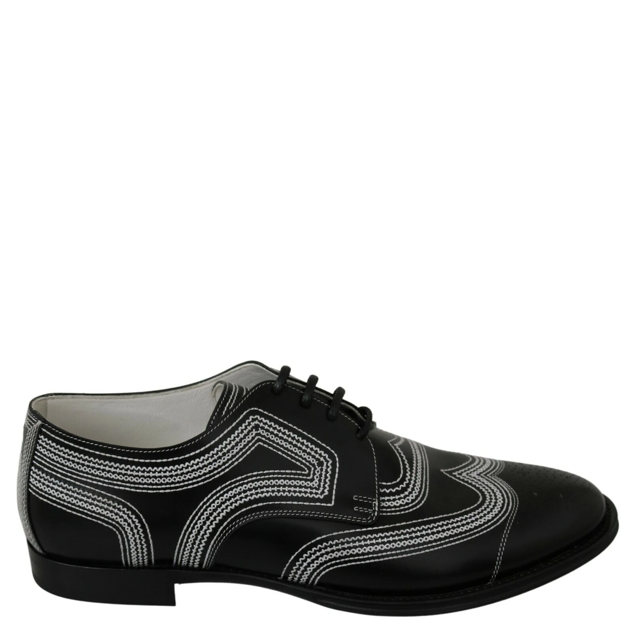 Black Leather Derby Formal White Lace Shoes