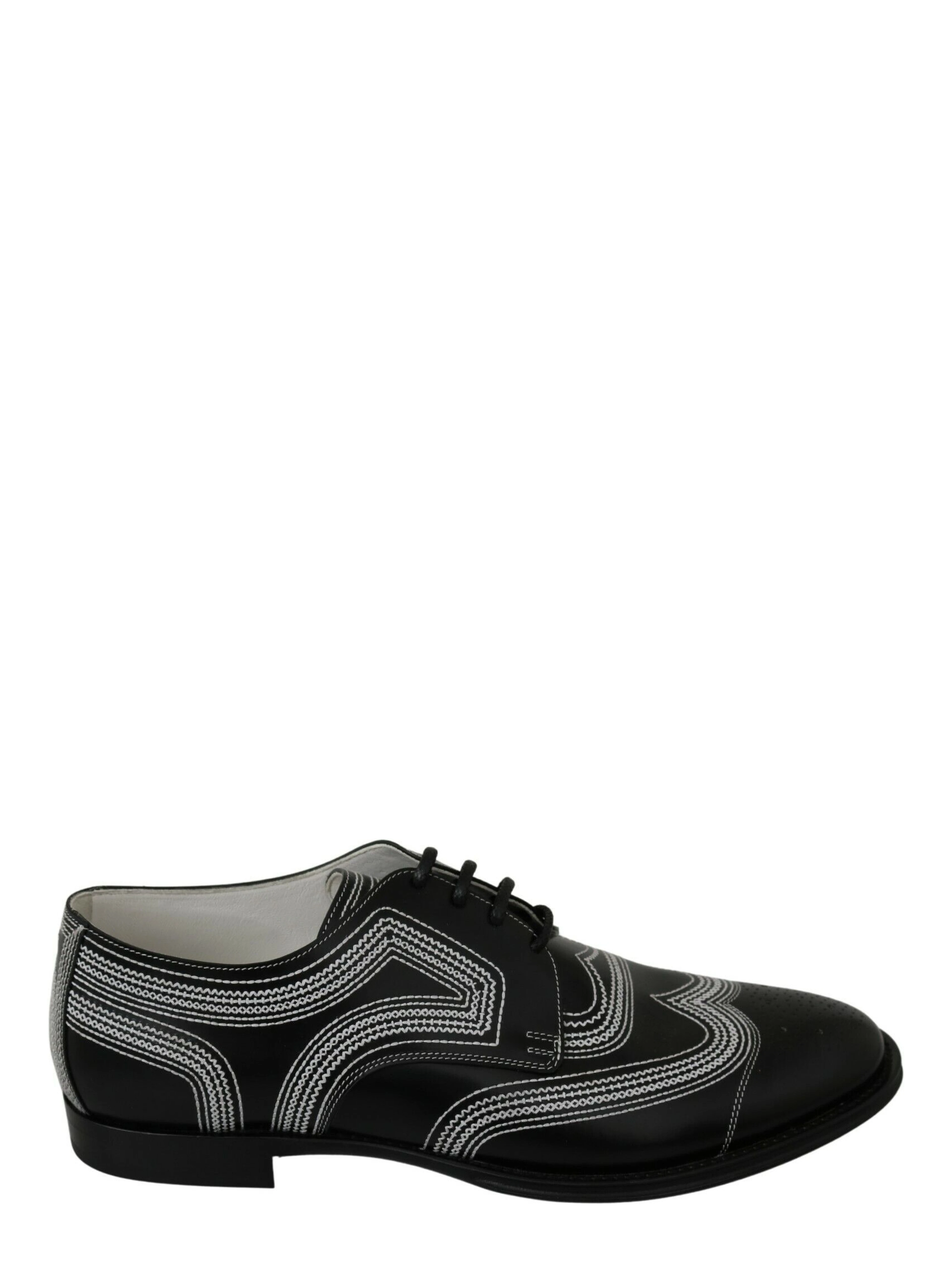 Black Leather Derby Formal White Lace Shoes