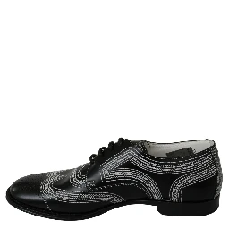 Black Leather Derby Formal White Lace Shoes