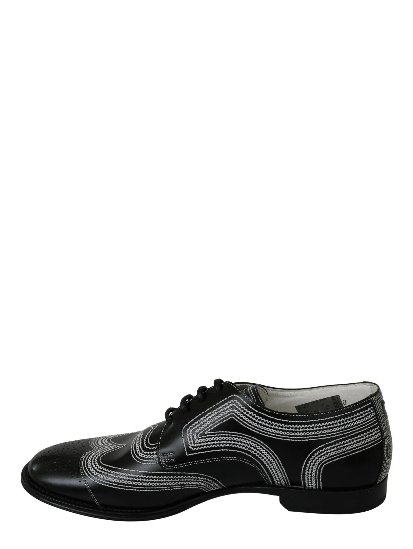 Black Leather Derby Formal White Lace Shoes