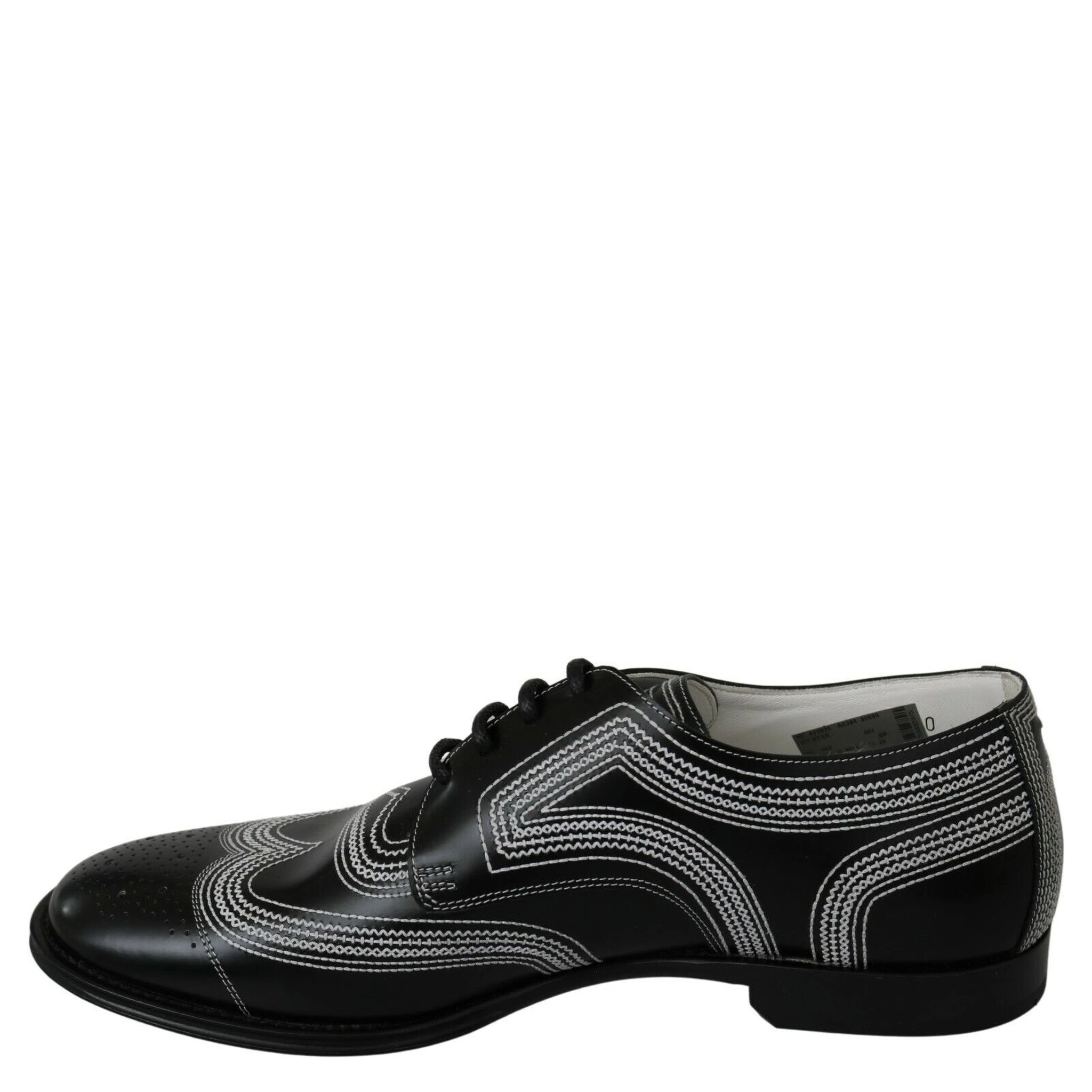 Black Leather Derby Formal White Lace Shoes