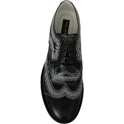 Black Leather Derby Formal White Lace Shoes