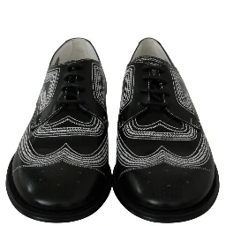 Black Leather Derby Formal White Lace Shoes