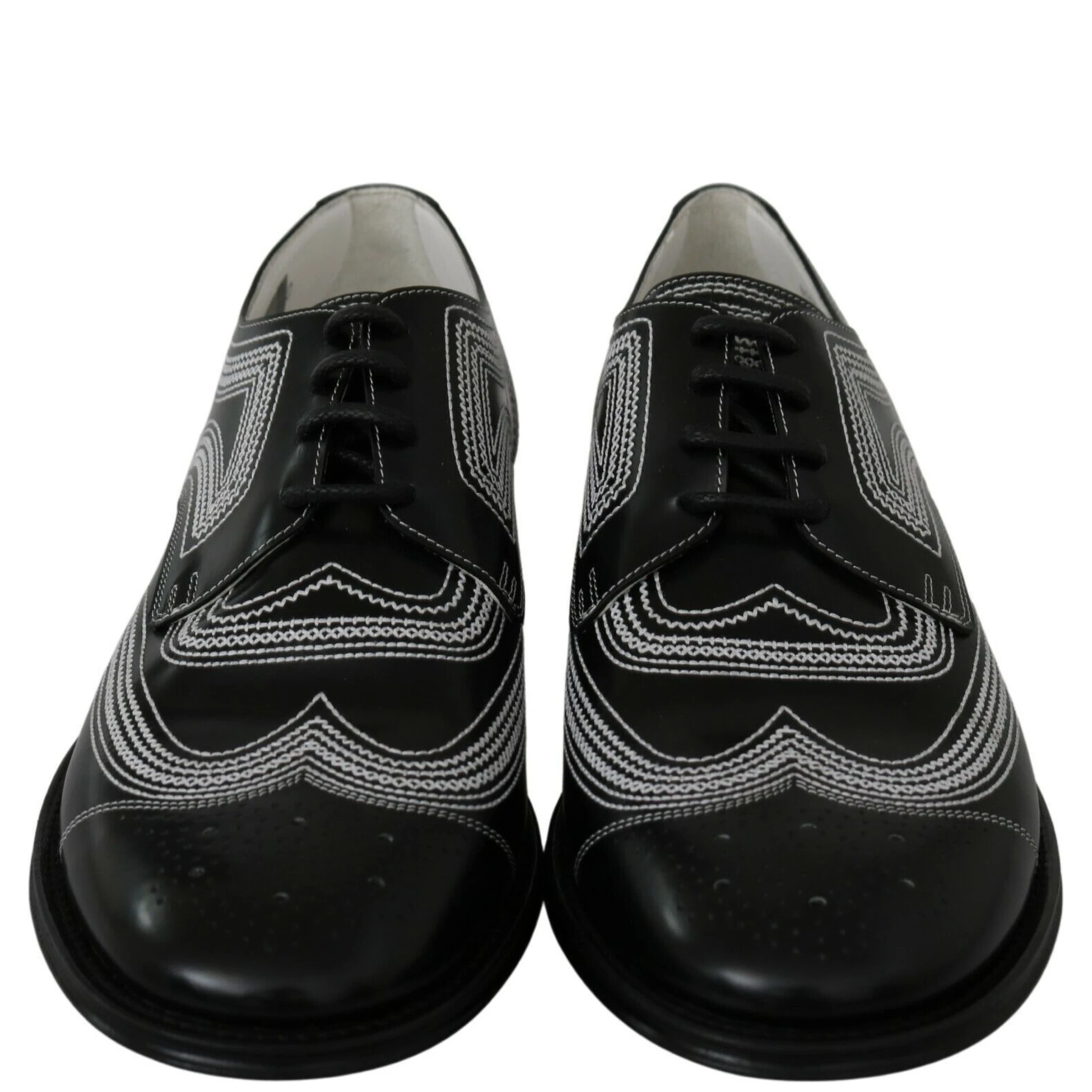 Black Leather Derby Formal White Lace Shoes