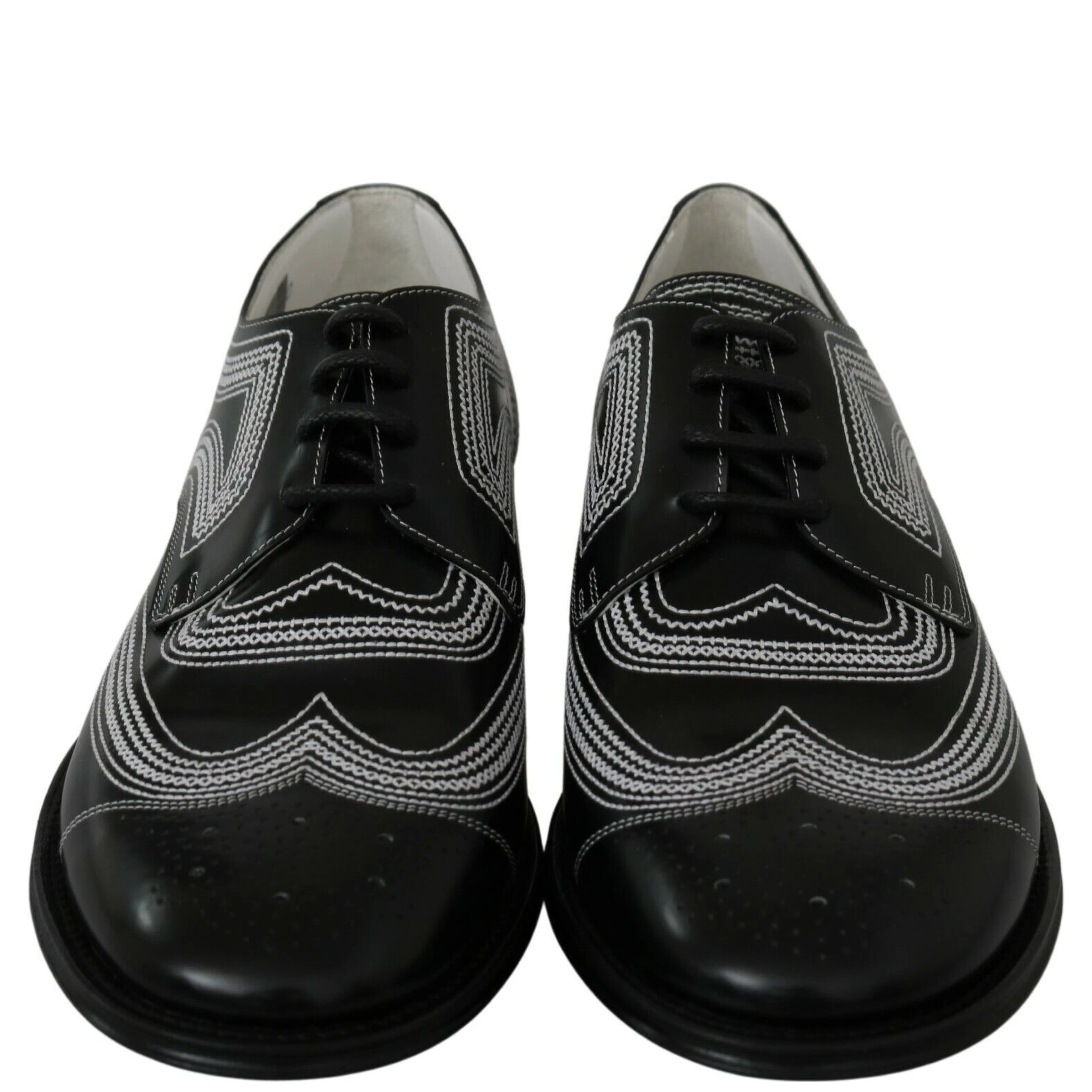 Black Leather Derby Formal White Lace Shoes