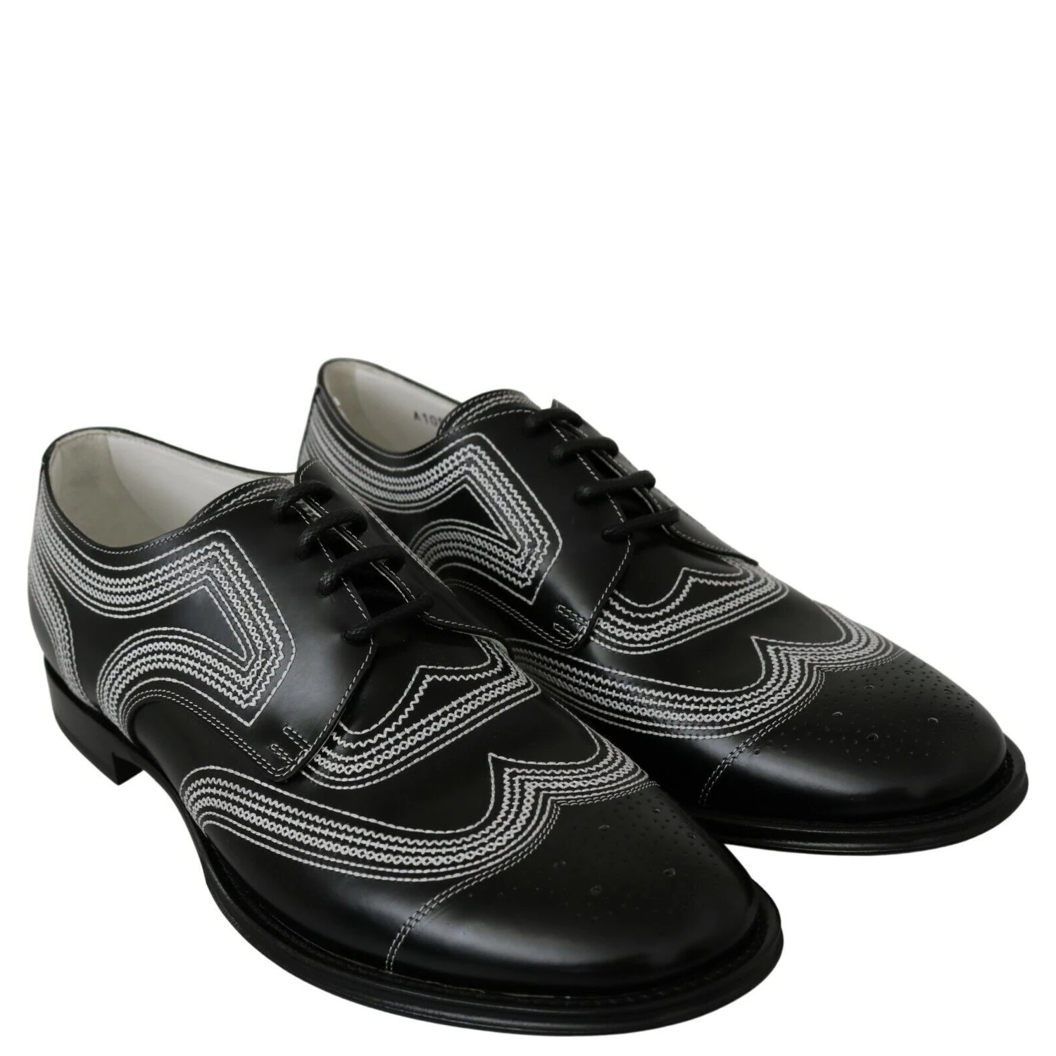 Black Leather Derby Formal White Lace Shoes