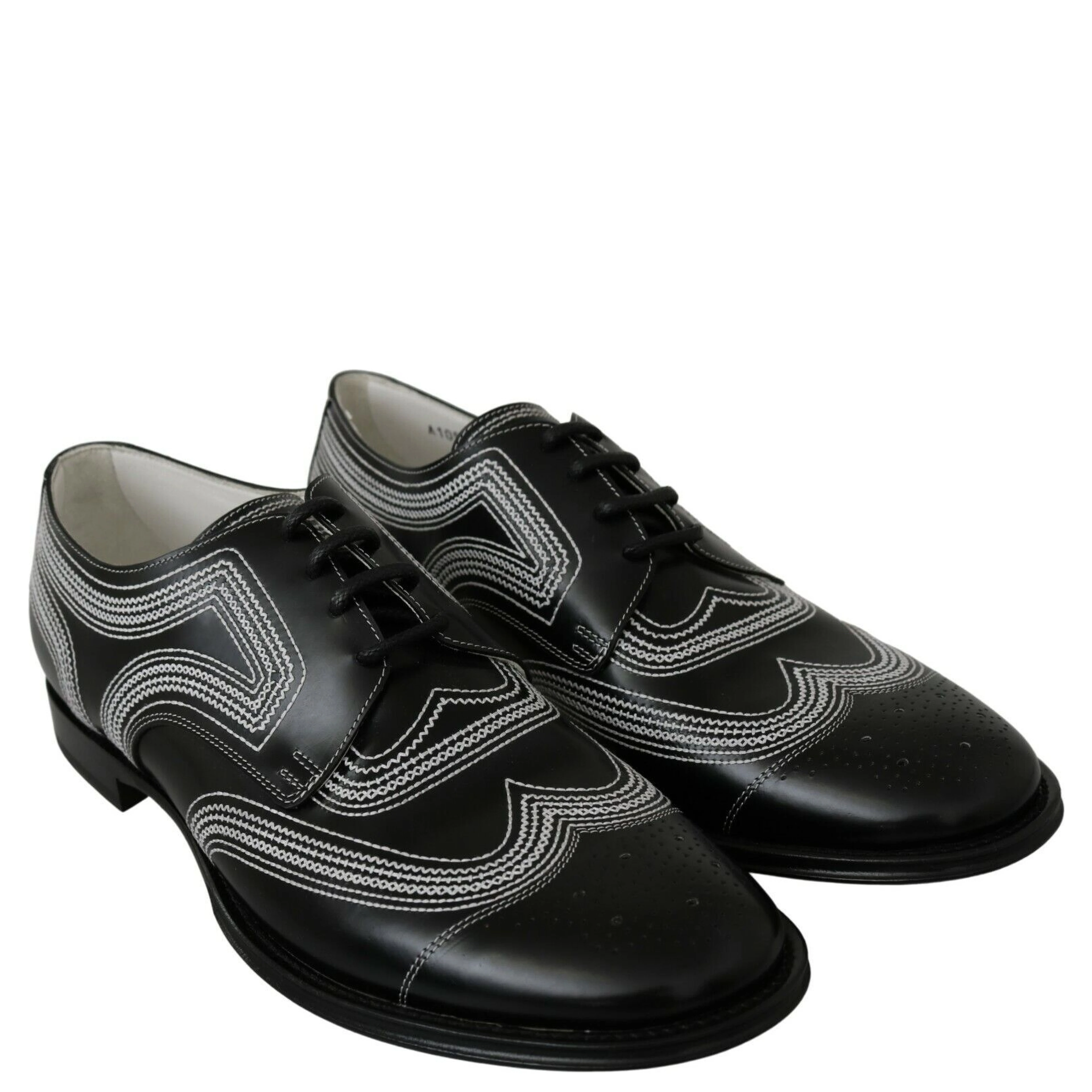 Black Leather Derby Formal White Lace Shoes