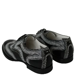 Black Leather Derby Formal White Lace Shoes