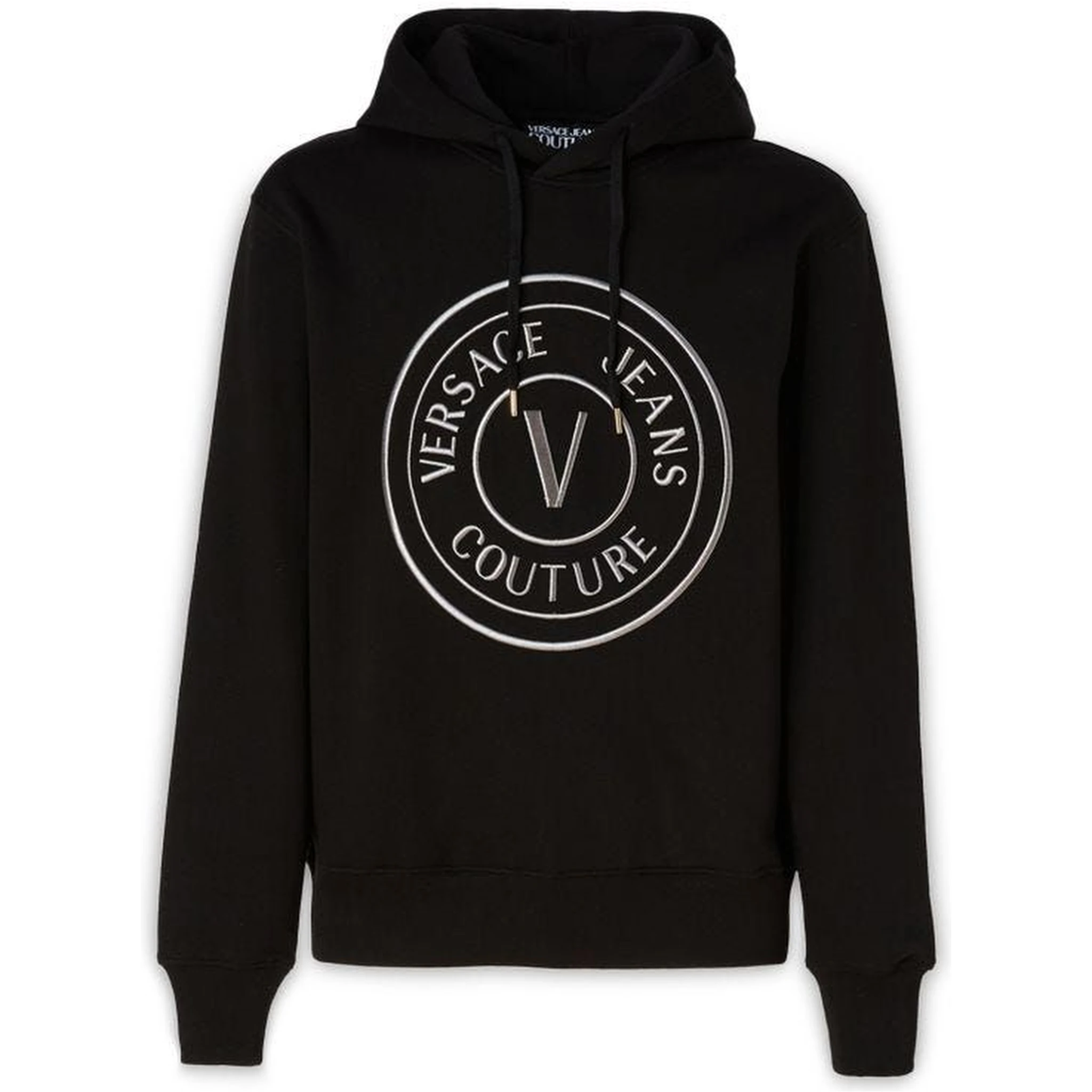 Black Cotton Logo Details Hooded Sweatshirt