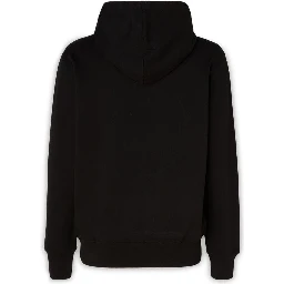 Black Cotton Logo Details Hooded Sweatshirt