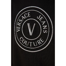 Black Cotton Logo Details Hooded Sweatshirt