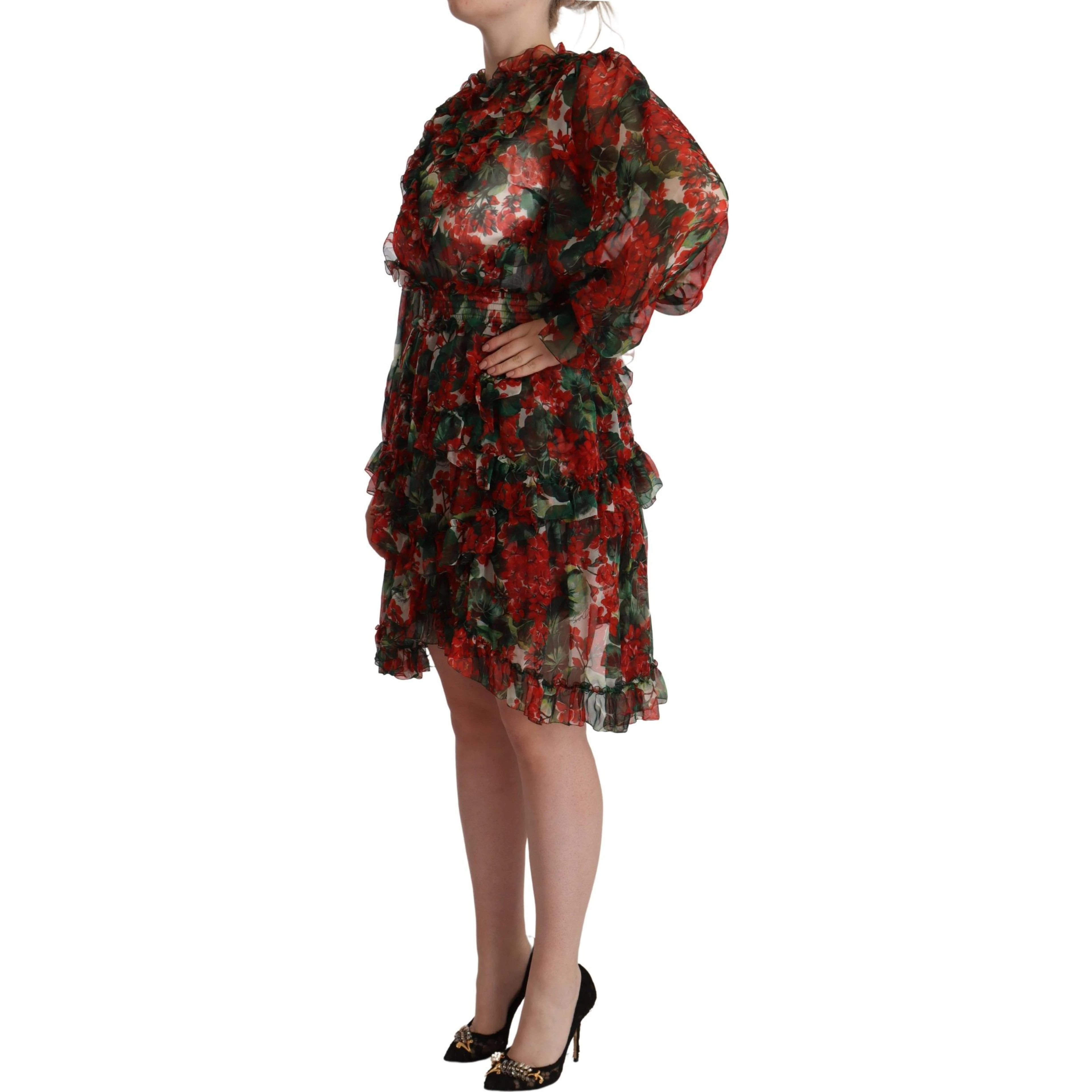 Multicolor Red Floral Silk Long Maxi Dress