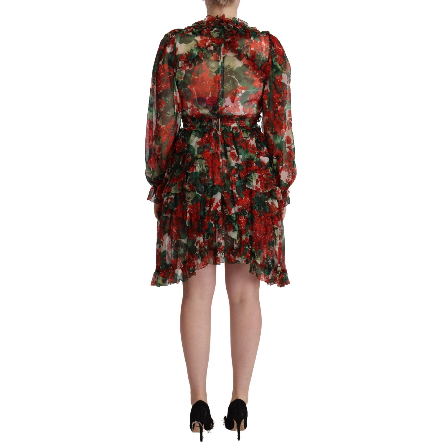 Multicolor Red Floral Silk Long Maxi Dress